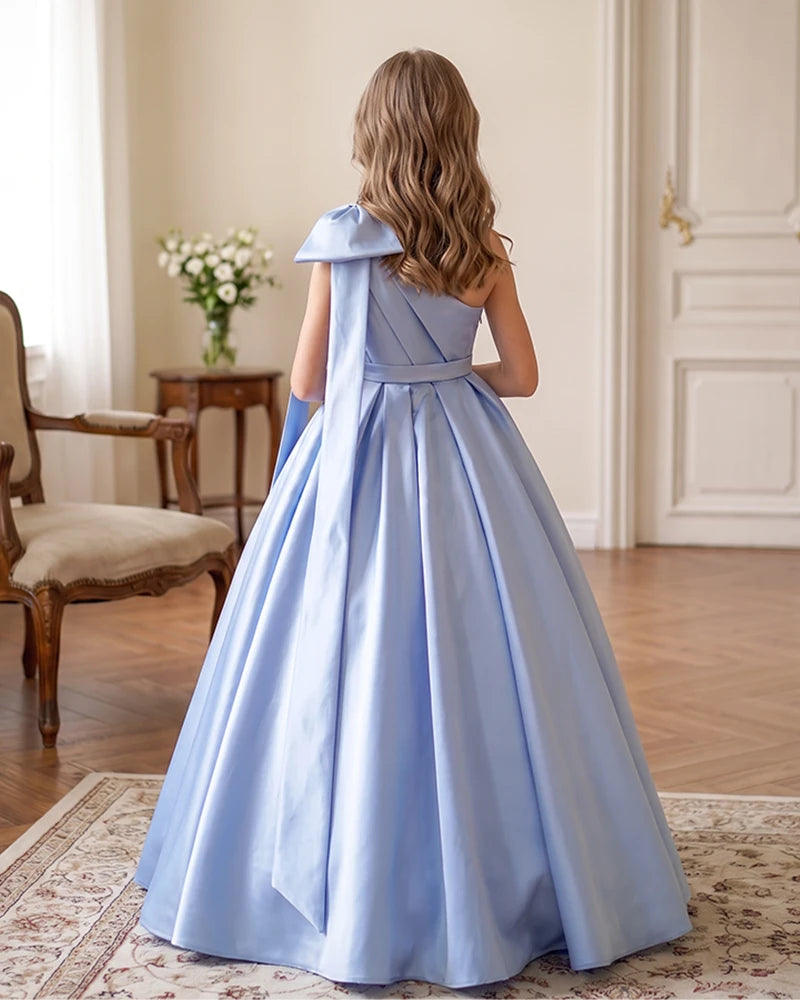 One-Shoulder-Satin-A-Line-Flower-Girl-Dress-2