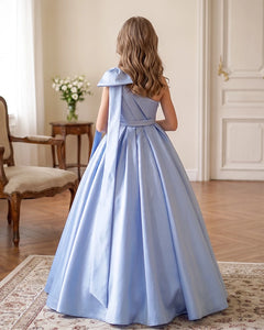 One-Shoulder-Satin-A-Line-Flower-Girl-Dress-2