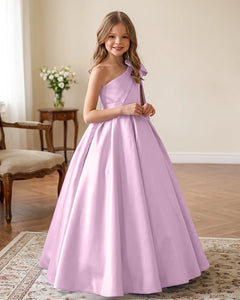 One-Shoulder-Satin-A-Line-Flower-Girl-Dress-Candy-Pink-1