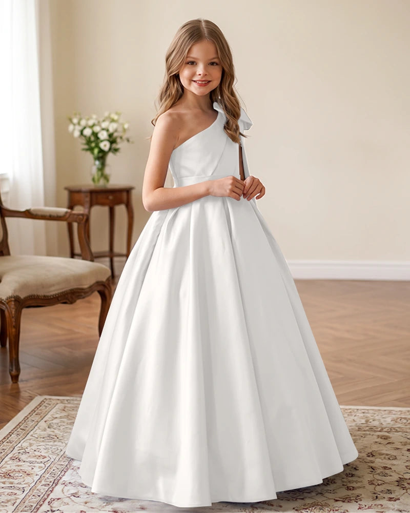 One-Shoulder-Satin-A-Line-Flower-Girl-Dress-Ivory-1