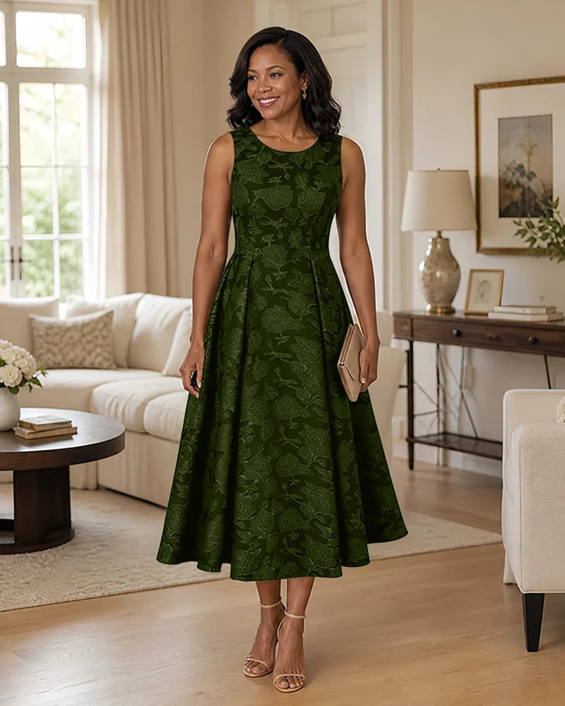 Floral-Jacquard-Mother-of-the-Bride-Midi-Dress-Clover-1