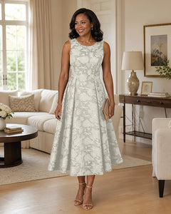 Floral-Jacquard-Mother-of-the-Bride-Midi-Dress-Ivory-1
