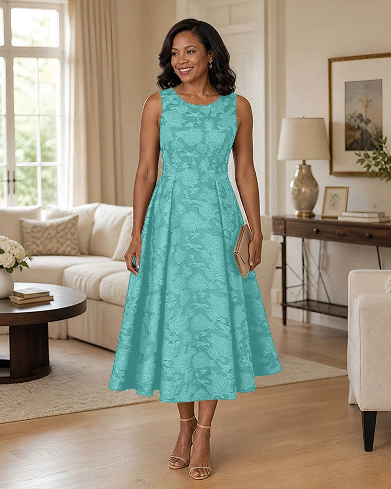 Floral-Jacquard-Mother-of-the-Bride-Midi-Dress-Jade-1