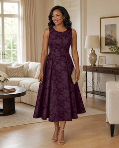 Floral-Jacquard-Mother-of-the-Bride-Midi-Dress-Plum-1