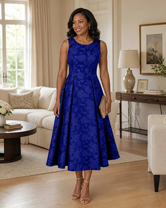 Floral-Jacquard-Mother-of-the-Bride-Midi-Dress-Royal-Blue-1