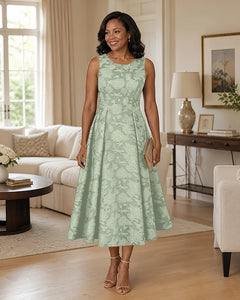 Floral-Jacquard-Mother-of-the-Bride-Midi-Dress-Sage-1