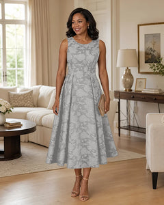 Floral-Jacquard-Mother-of-the-Bride-Midi-Dress-Silver-1