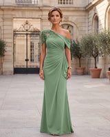 One Shoulder Lace Beaded Mermaid Mother of the Bride Dress