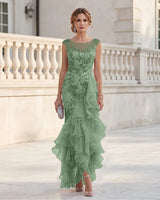 Beaded Cascading Ruffle Mermaid Mother of the Bride Dress