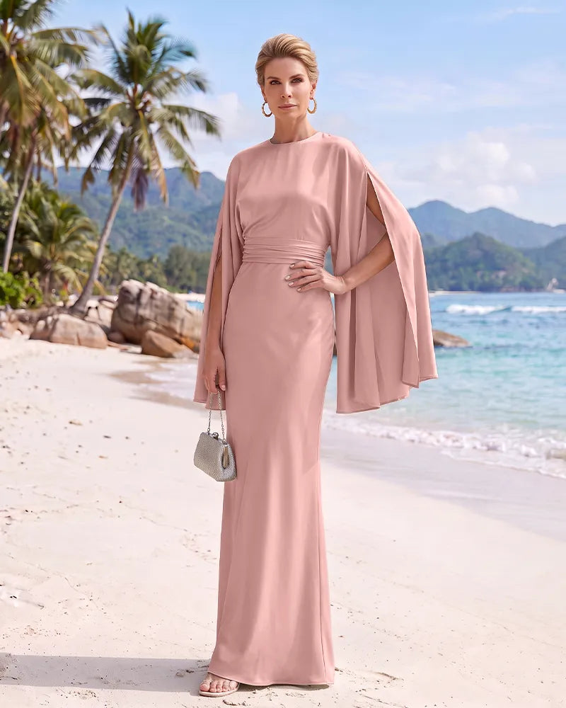 Satin Mermaid Mother of the Bride Dress Ruched Waist