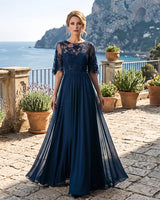Lace Flutter Sleeve Chiffon Mother of the Bride Dress
