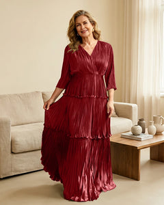 Plus-Size-V-Neck-Satin-Pleated-Tiered-Mother-of-the-Bride-Dress-Desert-Rose-1