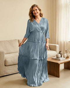 Plus-Size-V-Neck-Satin-Pleated-Tiered-Mother-of-the-Bride-Dress-Dusty-Blue-1