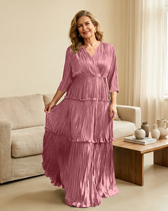 Plus-Size-V-Neck-Satin-Pleated-Tiered-Mother-of-the-Bride-Dress-Dusty-Rose-1