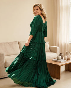 Plus-Size-V-Neck-Satin-Pleated-Tiered-Mother-of-the-Bride-Dress-Emerald-2