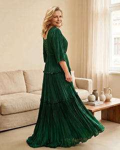 Plus-Size-V-Neck-Satin-Pleated-Tiered-Mother-of-the-Bride-Dress-Emerald-3