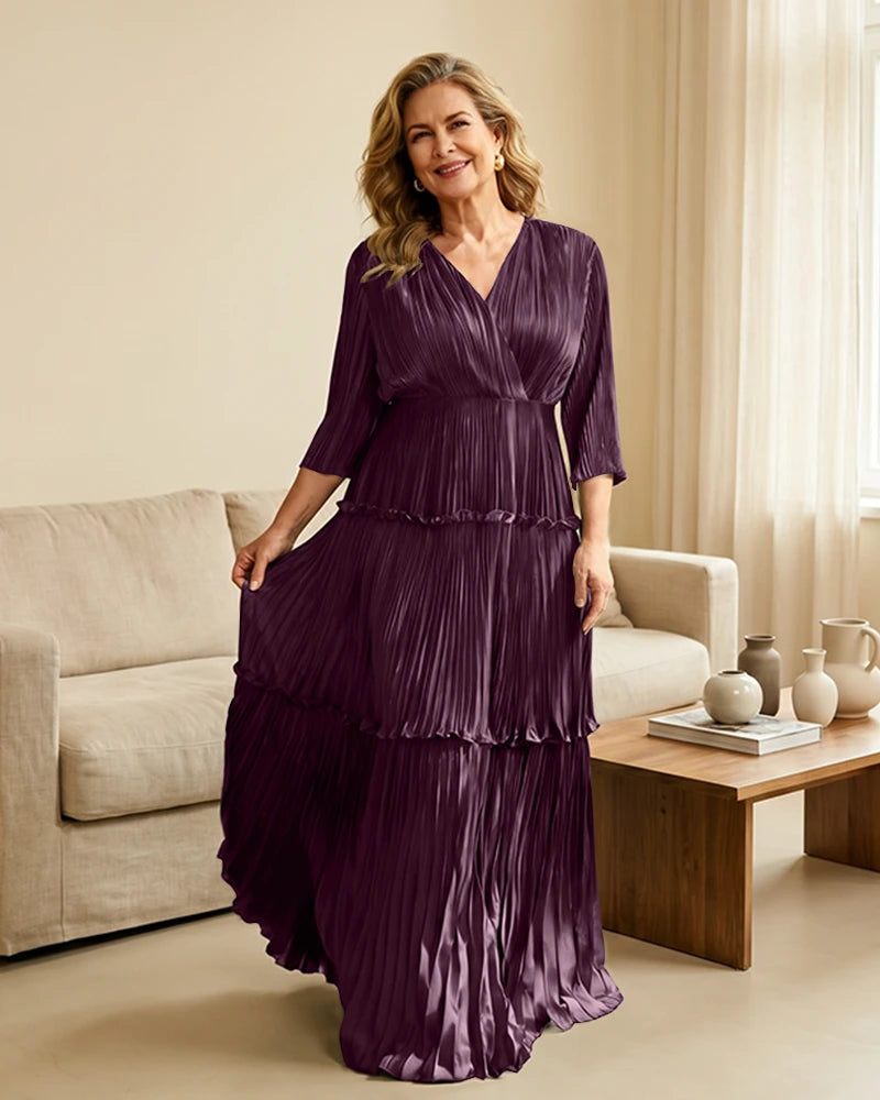 Plus-Size-V-Neck-Satin-Pleated-Tiered-Mother-of-the-Bride-Dress-Plum-1
