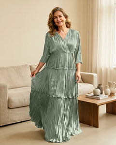 Plus-Size-V-Neck-Satin-Pleated-Tiered-Mother-of-the-Bride-Dress-Sage-1