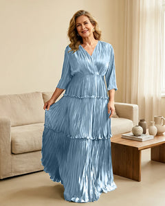 Plus-Size-V-Neck-Satin-Pleated-Tiered-Mother-of-the-Bride-Dress-Sky-Blue-1