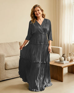 Plus-Size-V-Neck-Satin-Pleated-Tiered-Mother-of-the-Bride-Dress-Steel-Grey-1