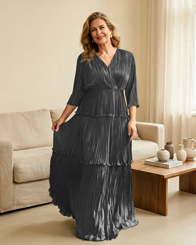 Plus-Size-V-Neck-Satin-Pleated-Tiered-Mother-of-the-Bride-Dress-Steel-Grey-1