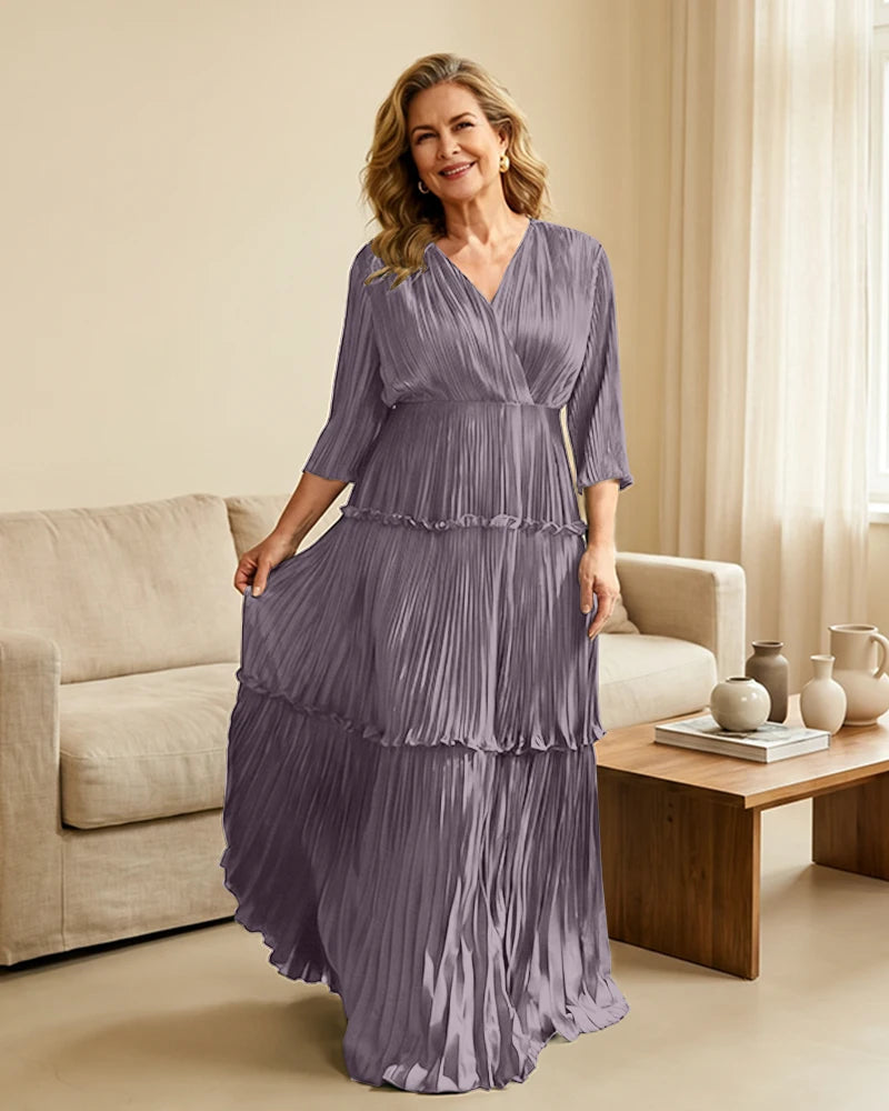 Plus-Size-V-Neck-Satin-Pleated-Tiered-Mother-of-the-Bride-Dress-Wisteria-1