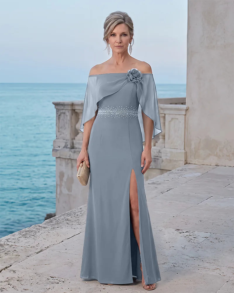 Off The Shoulder Chiffon Mermaid Mother of the Bride Dress