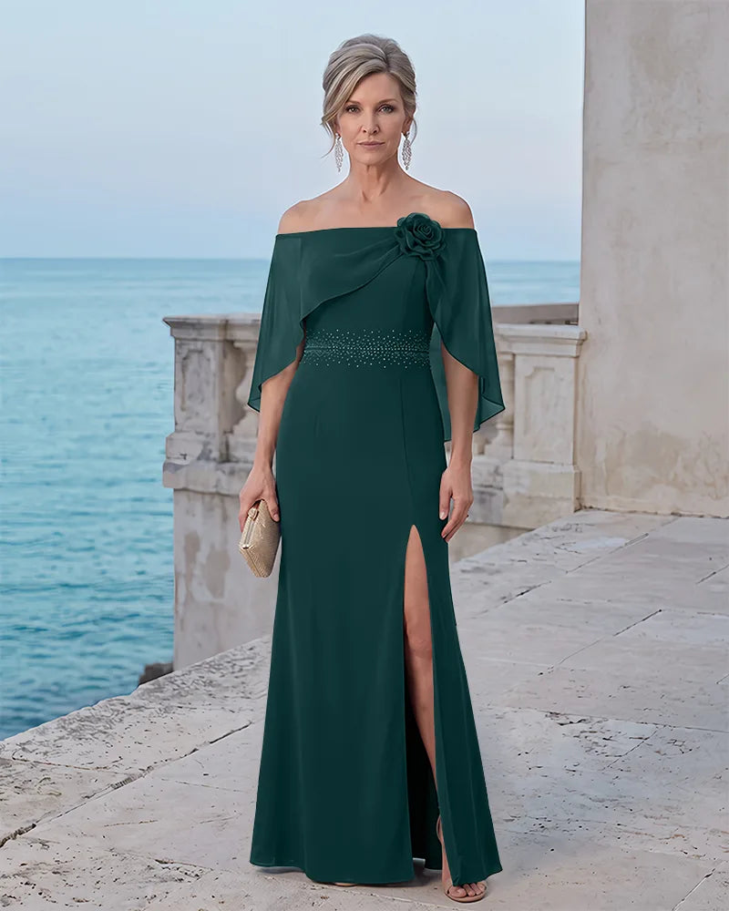Off The Shoulder Chiffon Mermaid Mother of the Bride Dress