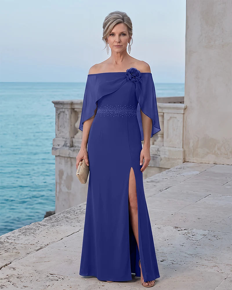 Off The Shoulder Chiffon Mermaid Mother of the Bride Dress