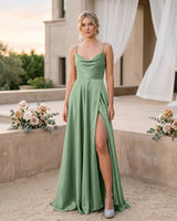 Satin Spaghetti Strap Bridesmaid Dress Simple