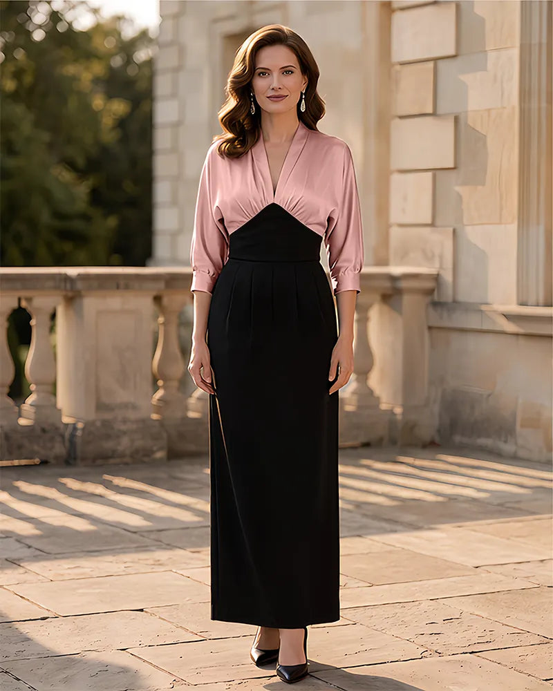 Elegant Column Mother of the Bride Dress with 3/4 Sleeves