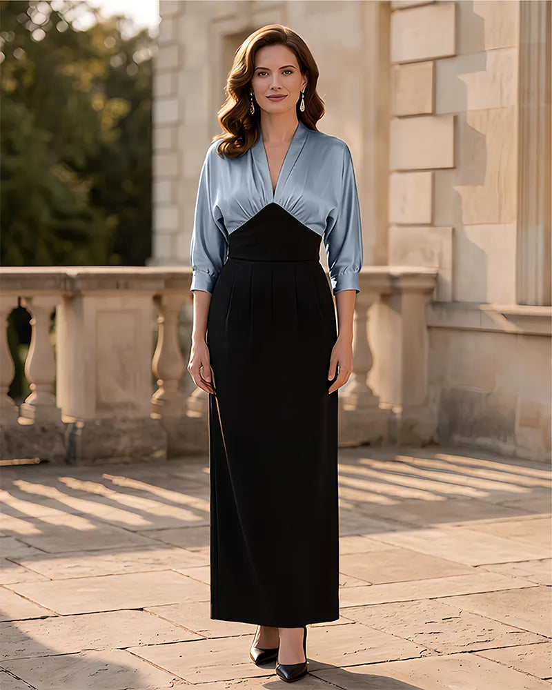Elegant Column Mother of the Bride Dress with 3/4 Sleeves