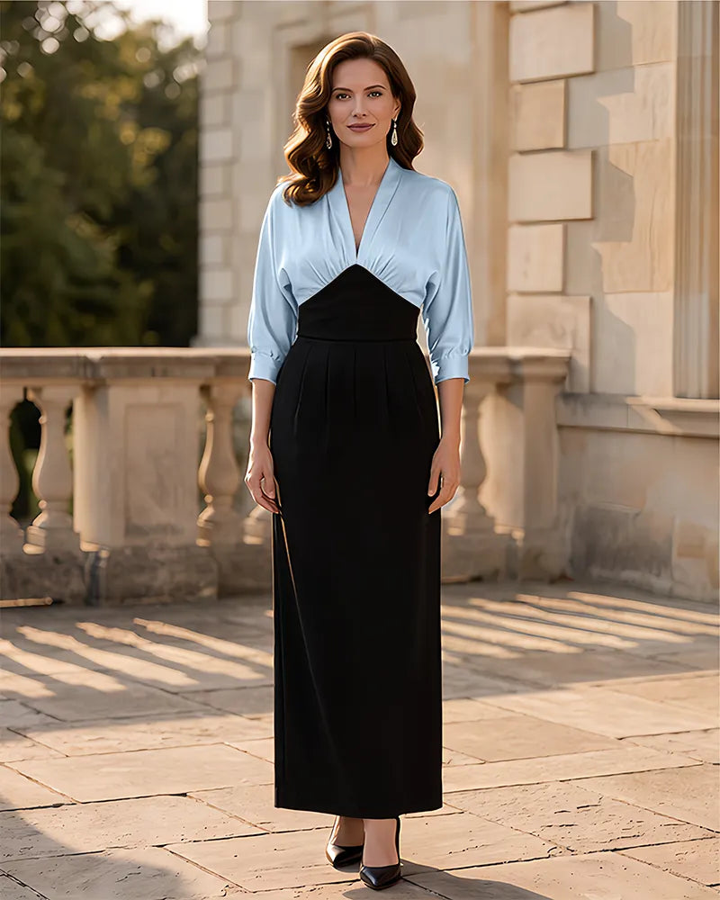 Elegant Column Mother of the Bride Dress with 3/4 Sleeves