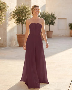 Strapless-Pleated-Maxi-Bridesmaid-Dress-with-Corset-Back-Cabernet-1