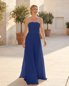 Strapless-Pleated-Maxi-Bridesmaid-Dress-with-Corset-Back-Dark-Navy-1