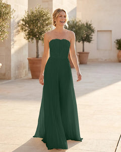Strapless-Pleated-Maxi-Bridesmaid-Dress-with-Corset-Back-Emerald-1