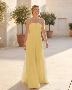 Strapless-Pleated-Maxi-Bridesmaid-Dress-with-Corset-Back-Gold-1