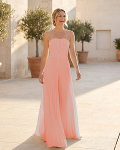 Strapless-Pleated-Maxi-Bridesmaid-Dress-with-Corset-Back-Papaya-1