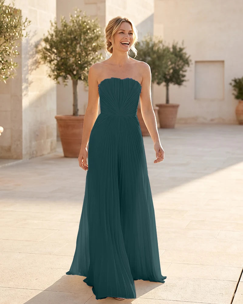 Strapless-Pleated-Maxi-Bridesmaid-Dress-with-Corset-Back-Peacock-1