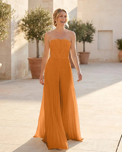 Strapless-Pleated-Maxi-Bridesmaid-Dress-with-Corset-Back-Tangerine-1