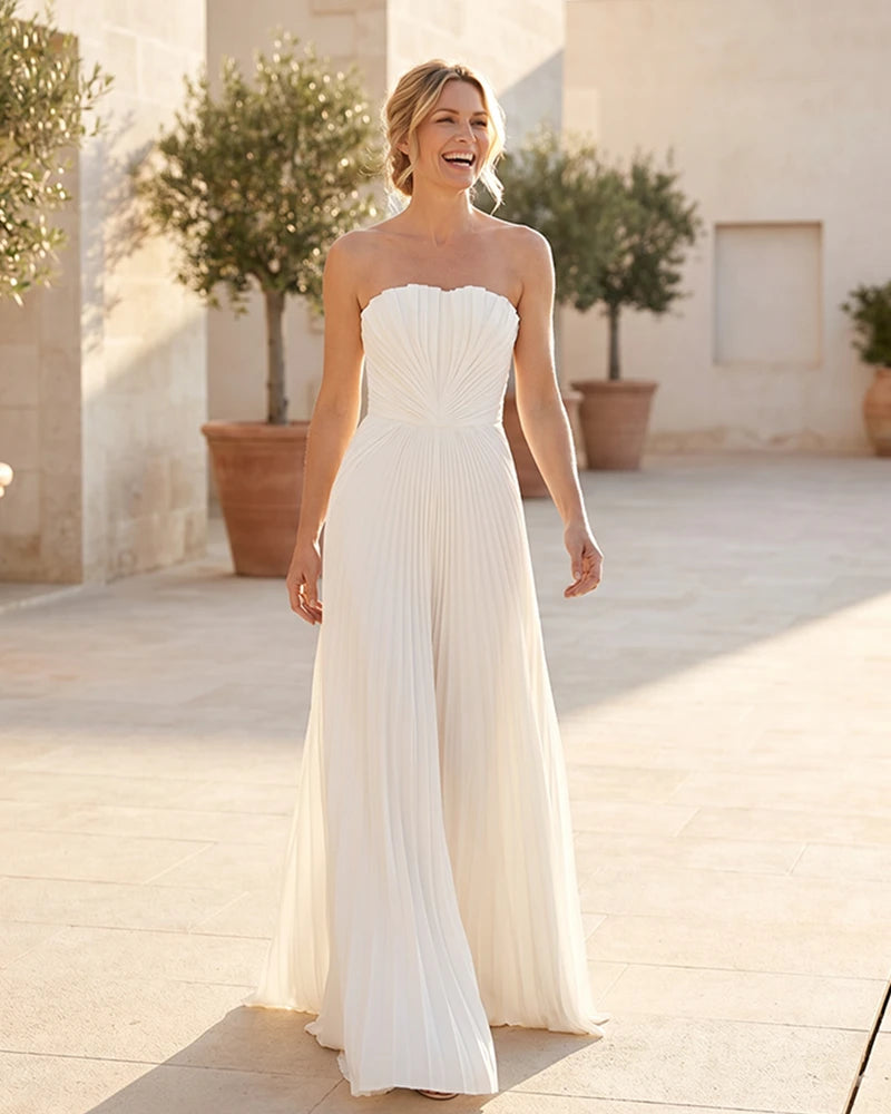 Strapless-Pleated-Maxi-Bridesmaid-Dress-with-Corset-Back-White-1
