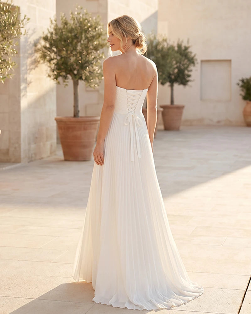 Strapless-Pleated-Maxi-Bridesmaid-Dress-with-Corset-Back-White-2