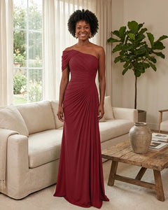 Off-the-Shoulder-Ruched-Mermaid-Corset-Back-Bridesmaid-Dress-Desert-Rose-1