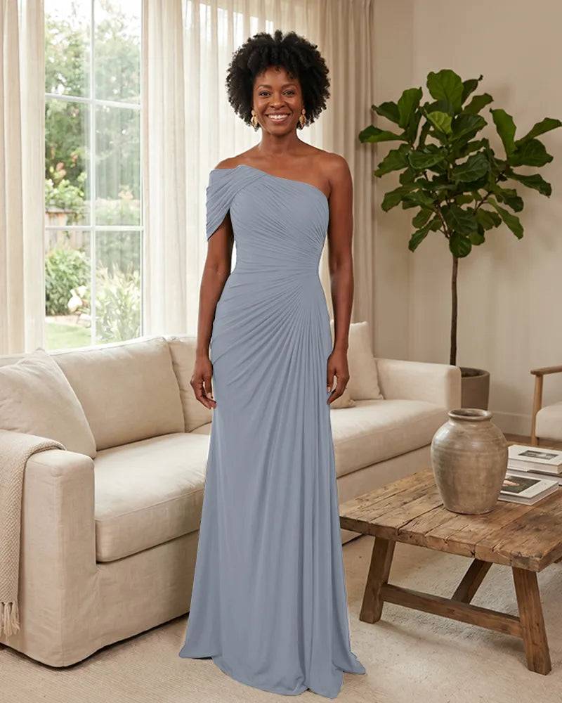 Off-the-Shoulder-Ruched-Mermaid-Corset-Back-Bridesmaid-Dress-Dusty-Blue-1