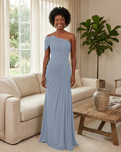 Off-the-Shoulder-Ruched-Mermaid-Corset-Back-Bridesmaid-Dress-Lavender-1