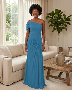 Off-the-Shoulder-Ruched-Mermaid-Corset-Back-Bridesmaid-Dress-Ocean-Blue-1