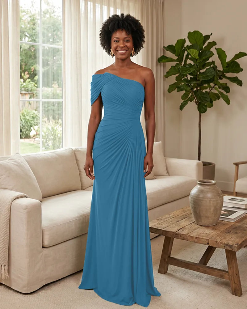 Off-the-Shoulder-Ruched-Mermaid-Corset-Back-Bridesmaid-Dress-Ocean-Blue-1