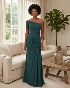 Off-the-Shoulder-Ruched-Mermaid-Corset-Back-Bridesmaid-Dress-Peacock-1