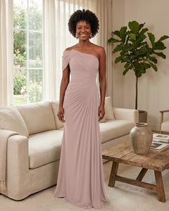 Off-the-Shoulder-Ruched-Mermaid-Corset-Back-Bridesmaid-Dress-Pearl-Pink-1