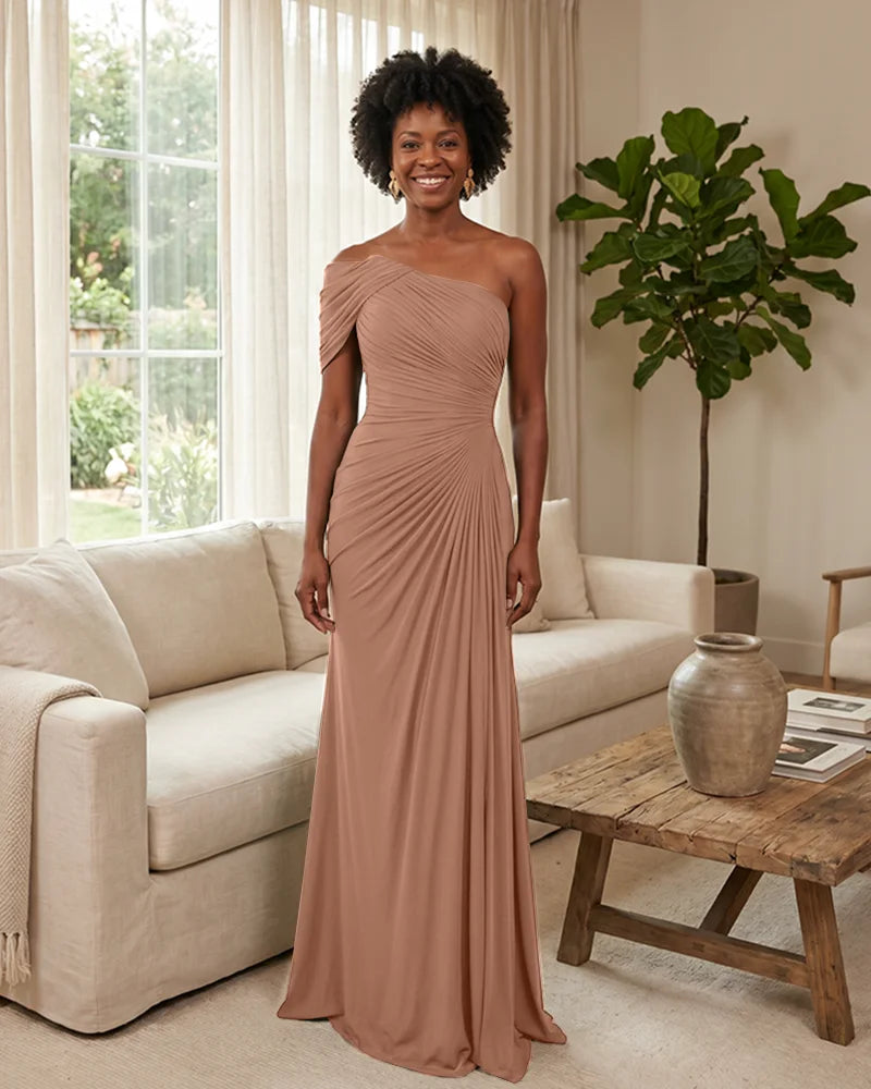 Off-the-Shoulder-Ruched-Mermaid-Corset-Back-Bridesmaid-Dress-Rose-Gold-1